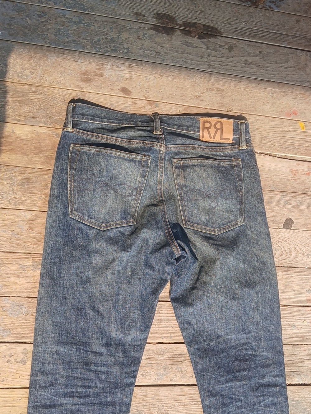 Ralph Lauren Double RL Men's Indigo Denim Jeans with Contrast Stitching - Picture 5 of 5